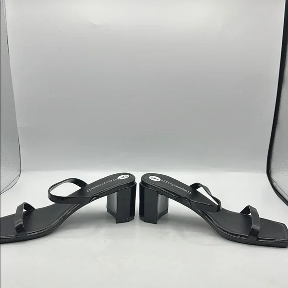 Jeffrey Campbell Sz 7 JAMM-3‎ Jelly Slide Sandal Black Chunky Heel Sandals NEW - Picture 7 of 13